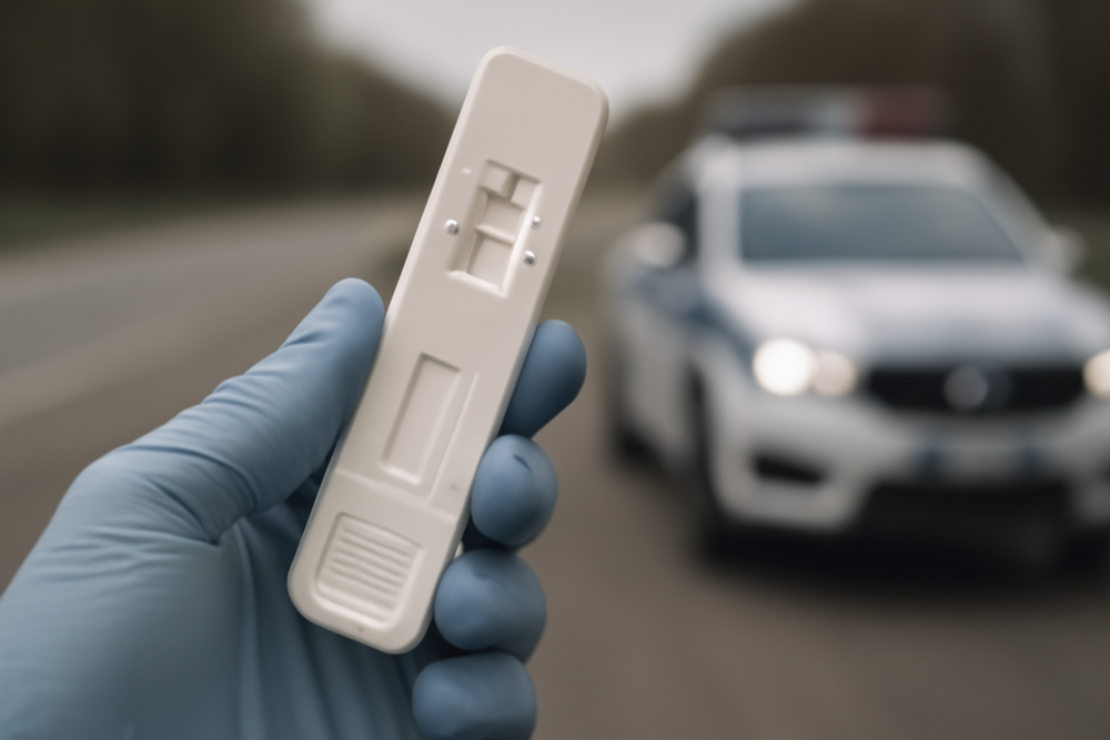 Agent houdt speekseltest vast bij verkeerscontrole op drugs rijden grenswaarden
